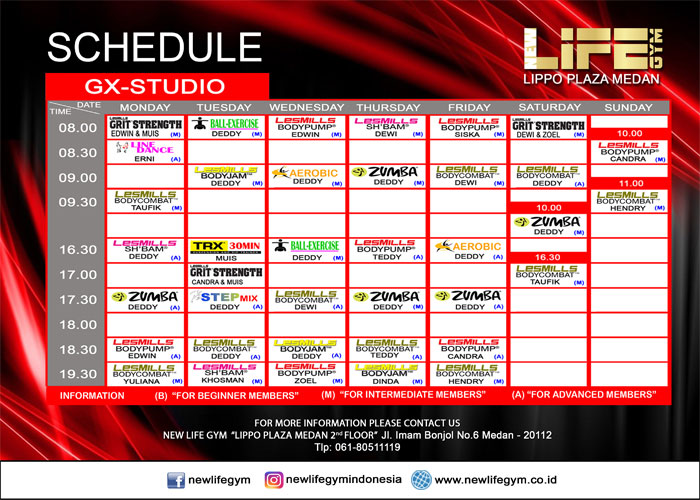 Jadwal GX Studio New Life Gym